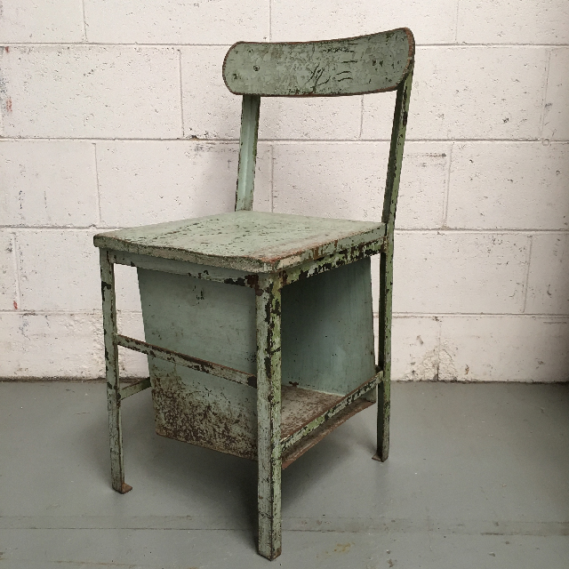 CHAIR, Metal Industrial with Box - Pale Green